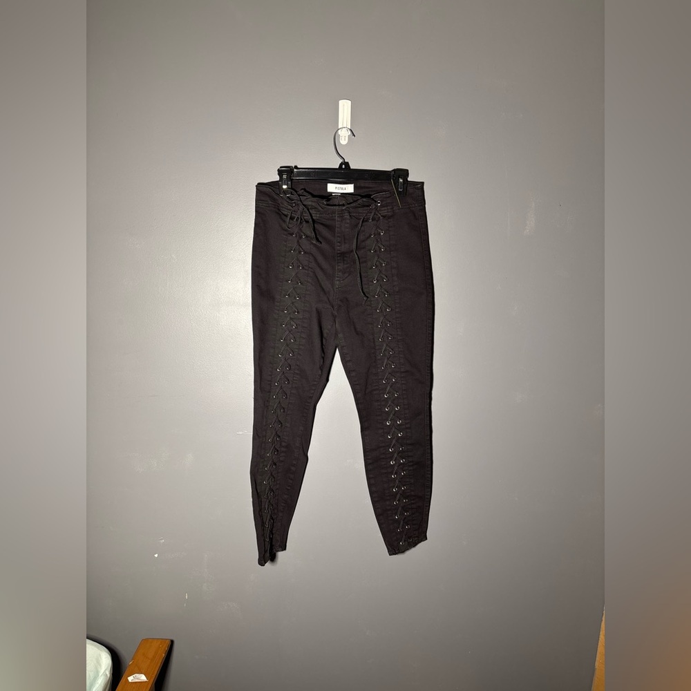 Pistola High Rise Black Lace Up Jeans Womens Size 31 - Picture 2 of 4